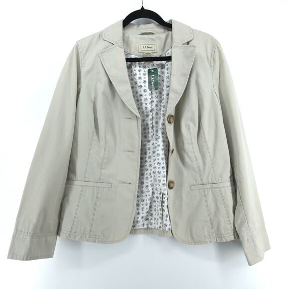 LLBean Vintage 12R Modern Academia Preppy Blazer Classic Fit Button Down Stone - Picture 1 of 14